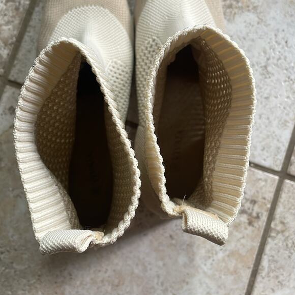 Vivaia Melissa Square-Toe Perforated Heeled Sock Boots Cream Ivory - Picture 8 of 16